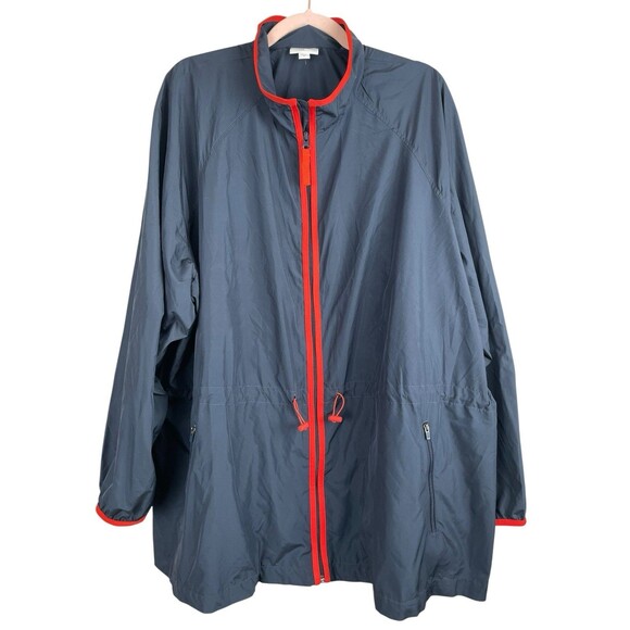J. Jill Fit Jacket 4X Water Repellent Windbreaker Full Zip Blue Red Lightweight - Picture 2 of 12